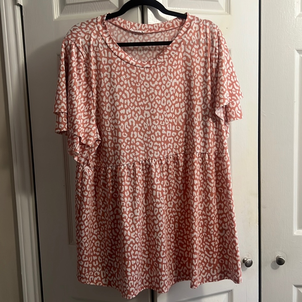 Blush Leopard Print Babydoll Blouse